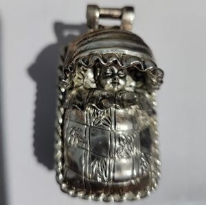 Vintage Silver Colored Baby Carriage Mini Trinket Box New